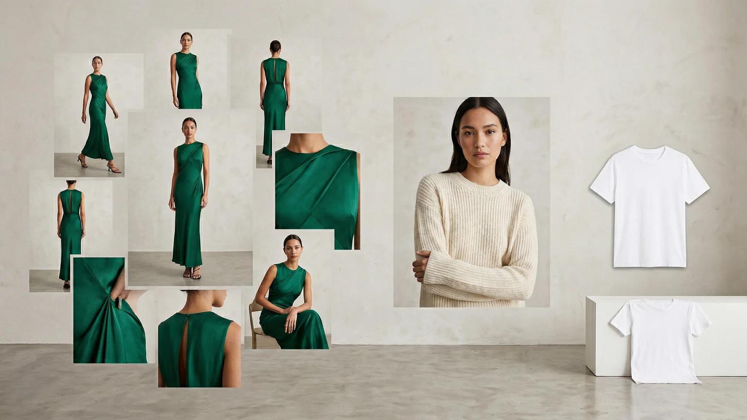 Tiered fashion merchandising board showing different levels of visual treatment across a catalog