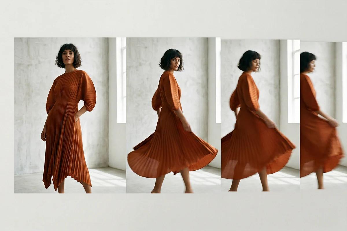 Fashion still transitioning into motion-focused frames for video evaluation